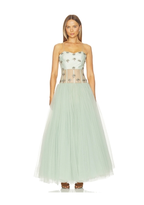 LA FUORI Serene Glacier Gown in Sage. Size XS. Also in S, M, L, XL.