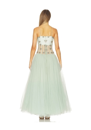 LA FUORI Serene Glacier Gown in Sage. Size XS. Also in S, M, L, XL.