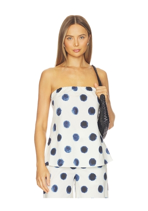 MISA Los Angeles Yassi Top in White,Navy. Size XXS. Also in XS, S, M, L, XL.