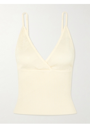 Deiji Studios - Cross Panel Cropped Ribbed Linen Top - Neutrals - xx small,x small,small,medium,large,x large