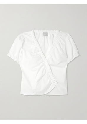 Deiji Studios - Cross Ruffled Organic Cotton Top - White - xx small,x small,small,medium,large,x large
