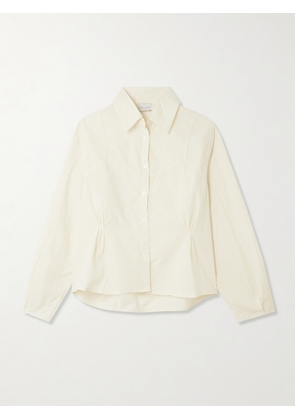 Deiji Studios - Cami Paneled Pintucked Striped Organic Cotton-poplin Shirt - Yellow - xx small,x small,small,medium,large,x large