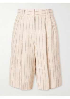 BLAZÉ Milano - Serene Husul Striped Canvas Shorts - Neutrals - 00,0,1,2,3,4