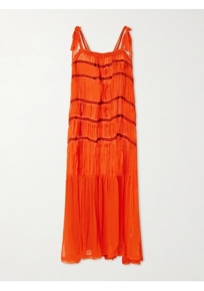 ALIX OF BOHEMIA - Emrys Ibis Chiffon Maxi Dress - Orange - x small,small,medium,large