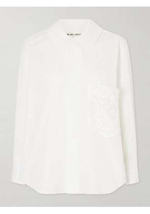 Comme des Garçons - Crochet-trimmed Cotton-poplin Shirt - White - x small,small,medium,large
