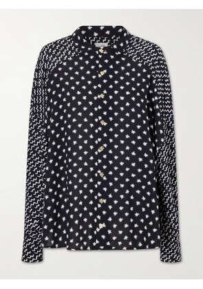 Donde Esteban - Estrellitas Y Olas Printed Satin Shirt - Black - x small,small,medium,large,x large