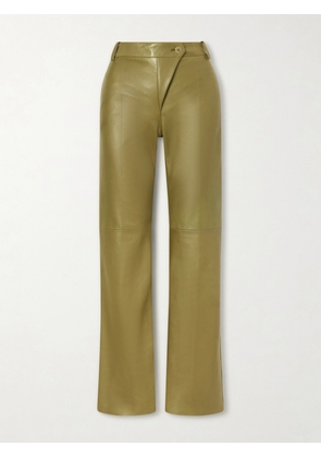 Chloé - High-rise Paneled Leather Straight-leg Pants - Green - FR 34,FR 36,FR 38,FR 40