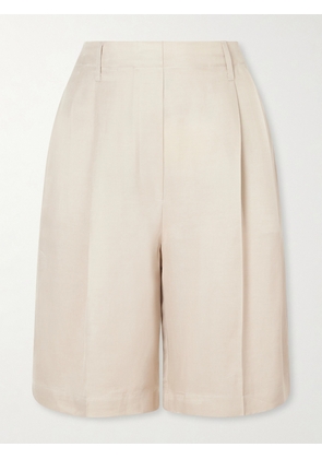 LESET - Kim Pleated Woven Shorts - Neutrals - x small,small,medium,large,x large