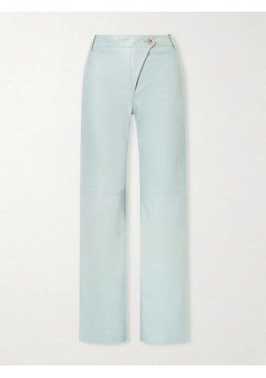 Chloé - High-rise Paneled Leather Straight-leg Pants - Blue - FR 34,FR 36,FR 38,FR 40,FR 42