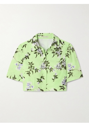 Emilia Wickstead - Natalie Cropped Floral-print Cotton-poplin Shirt - Green - UK 4,UK 6,UK 8,UK 10,UK 12,UK 14,UK 16