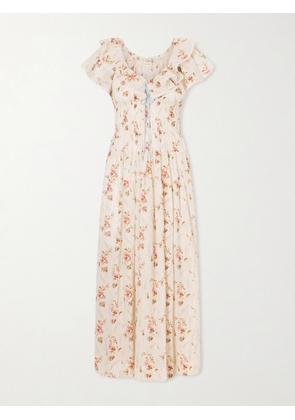 DÔEN - Illiana Lace-trimmed Shirred Floral-print Organic Cotton Dress - Multi - xx small,x small,small,medium,large,x large,xx large