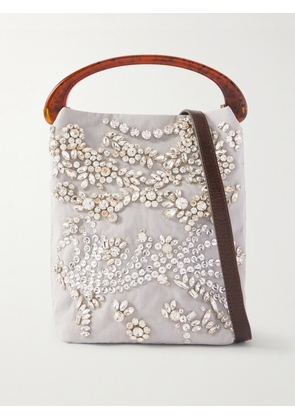 Dries Van Noten - Embellished Woven Shoulder Bag - Gray - One size