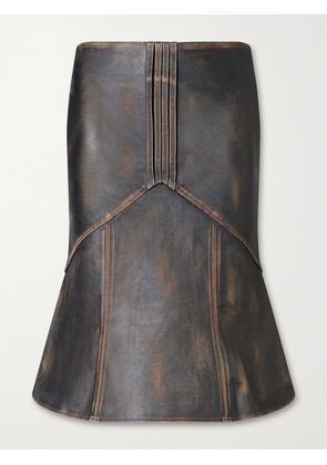 SHUSHU/TONG - Leather Midi Skirt - Brown - UK 6,UK 8,UK 10,UK 12,UK 14