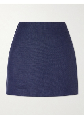 BLAZÉ Milano - Nightbreak Linen, Wool And Silk-blend Mini Skirt - Blue - 00,0,1,2,3,4