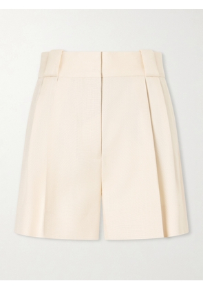 BLAZÉ Milano - Danae Mid-rise Pleated Canvas Shorts - Neutrals - 00,0,1,2,3,4