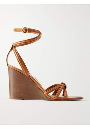 Gianvito Rossi - 85 Leather Wooden Wedge Sandals - Brown - IT35,IT36,IT36.5,IT37,IT37.5,IT38,IT38.5,IT39,IT39.5,IT40,IT40.5,IT41,IT41.5,IT42