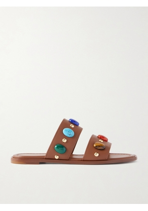 Gianvito Rossi - Pasha Embellished Leather Sandals - Brown - IT35,IT36,IT36.5,IT37,IT37.5,IT38,IT38.5,IT39,IT39.5,IT40,IT40.5,IT41,IT41.5,IT42