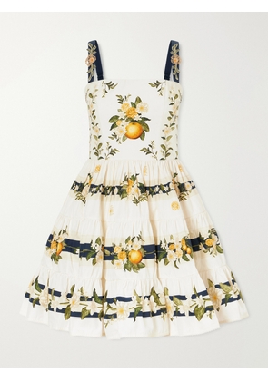 Agua by Agua Bendita - Lima Floral-printed Cotton Mini Dress - Neutrals - x small,small,medium,large,x large