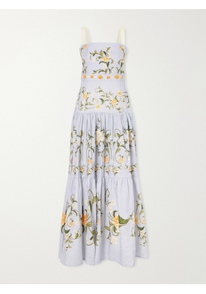Agua by Agua Bendita - Cinefila Floral-printed Linen Maxi Dress - Blue - x small,small,medium,large,x large