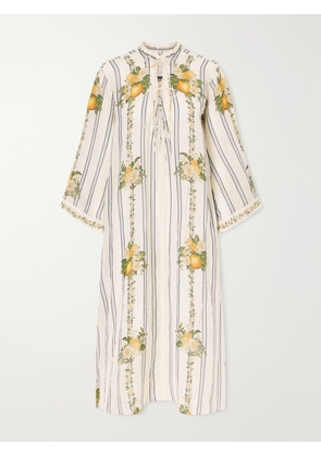 Agua by Agua Bendita - Datil Striped Floral-print Gauze Coverup - White - XS/S,M/L