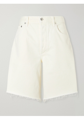 Citizens of Humanity - Ayla Frayed Denim Shorts - Neutrals - 23,24,25,26,27,28,29,30,31,32