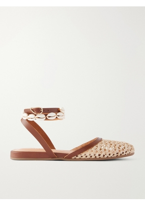 Ancient Greek Sandals - Filothea Embellished Leather-trimmed Crocheted Sandals - Neutrals - IT35,IT36,IT37,IT38,IT39,IT40,IT41