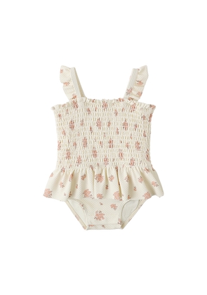 QUINCY MAE Smocked One Piece Swimsuit in Ivory. Size 12-18M. Also in 18-24M, 2-3yr, 4-5yr.