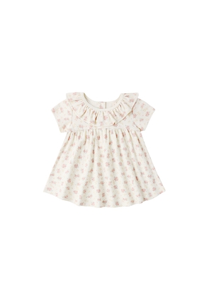 QUINCY MAE Ruffle Collar Jersey Dress in Ivory. Size 12-18M. Also in 18-24M, 2-3yr, 4-5yr.