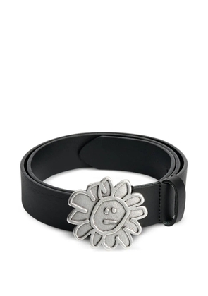 Sunflower flower-buckle leather belt - Black