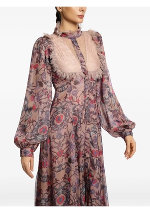 MIAU by Clara Rotescu Palermo lace-panelled ruffled dress - Neutrals