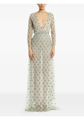 MIAU by Clara Rotescu Odette sequin-embellished diamond-pattern dress - Grey