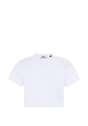 GCDS logo-embroidered crop T-shirt - White