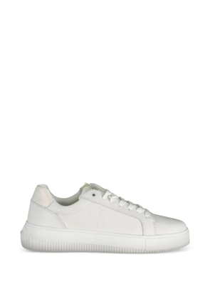 Calvin Klein embossed-logo leather sneakers - White