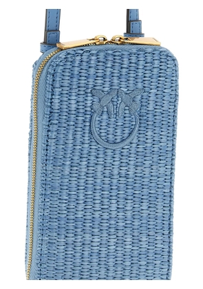 PINKO Love Birds Diamond braided smartphone holder - Blue