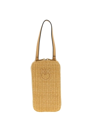 PINKO Love Birds Diamond braided smartphone holder - Neutrals