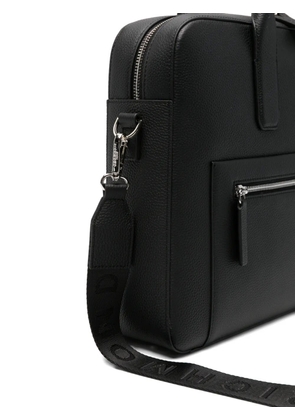 John Richmond grained logo-motif briefcase - Black