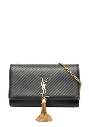 Saint Laurent Pre-Owned 2013-2026 Medium Diagonal Quilted Calfskin Monogram Kate Tassel crossbody bag - Black