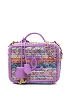 CHANEL Pre-Owned 2019 Small Tweed CC Filigree Vanity Case satchel - Purple