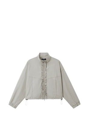 tout a coup ruffled-trim zip-up bomber jacket - Grey