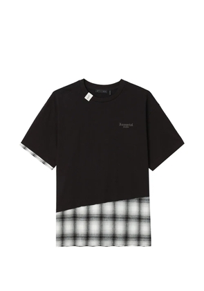 FIVE CM plaid-panel T-shirt - Black