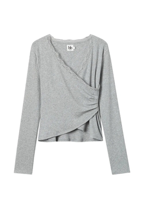 b+ab lace-trim V-neck top - Grey