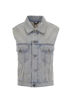 Haikure raw-cut sleeveless jacket - Blue