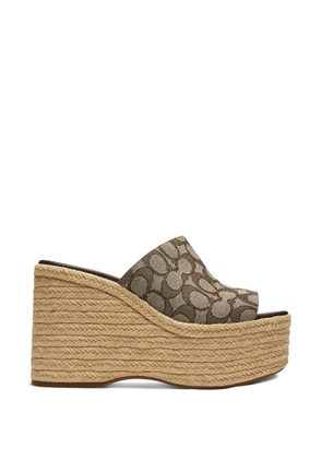 Coach logo platform sandals - Neutrals