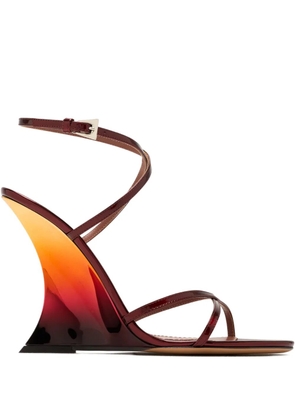 Paris Texas 105mm Nina wrap-around straps wedge heeled sandals - Red