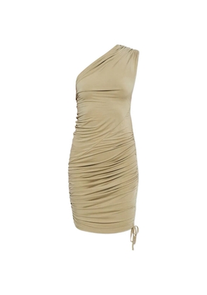 Balmain ruched-detail one-shoulder mini dress - Green