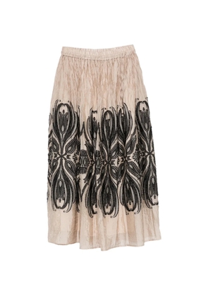 PSOPHIA embroidered crinkled midi skirt - Neutrals