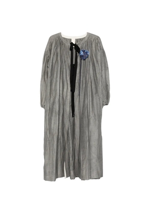 SOH crinkled corsage-detail coat - Grey