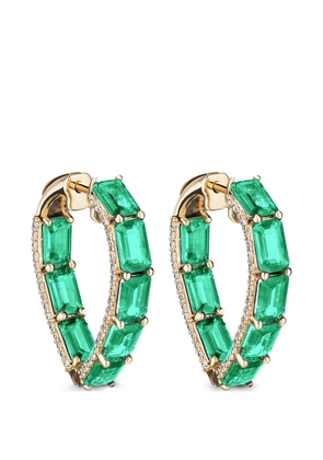 Goshwara diamond emerald heart hoop earrings - Gold