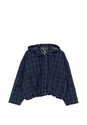 BLAKLACE collared check jacket - Blue