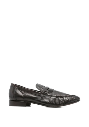 LeQarant gathered leather loafers - Brown